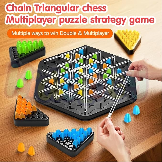 Kidology Chain Triangle Chess Game Triggle Rubber Band Game Multicolour