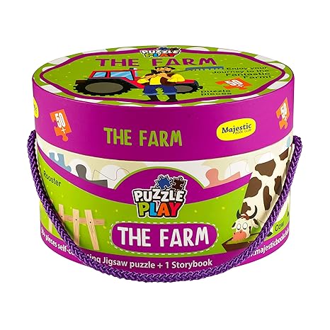 The Book Tree Farm Puzzle Box for Kids 50+ Jigsaw Puzzle Pieces & 1 Storybook I Educational Toy