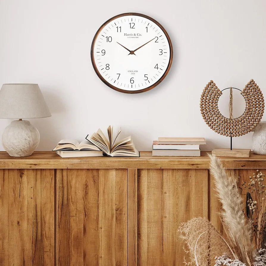 Harris & Co. Clockmasters Luxury Wooden Analog Wall Clock - 13 Inch Model - Trafalgar Street
