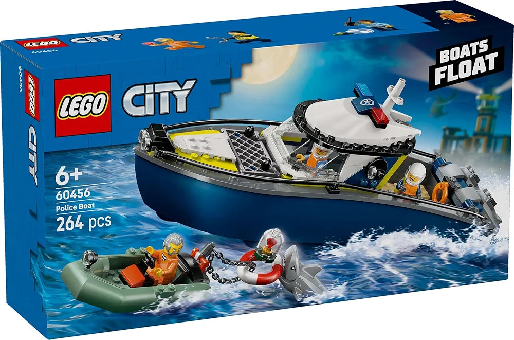 Lego City Police Boat Chase Toy with a Floatable Speedboat and Dinghy 60456 Building Blocks Toys for 6+ Gift for Boys and Girls