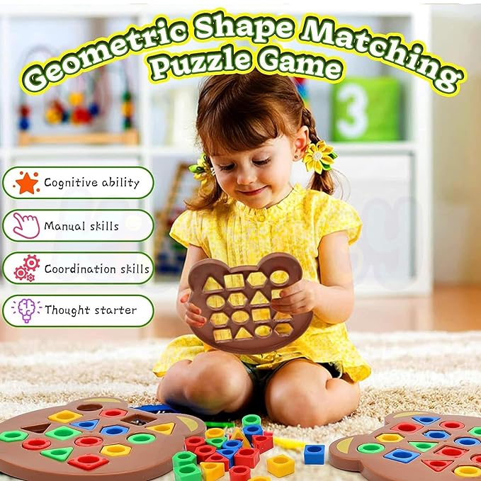 Kidology Geometric Shape and Color Matching Puzzle Board Game