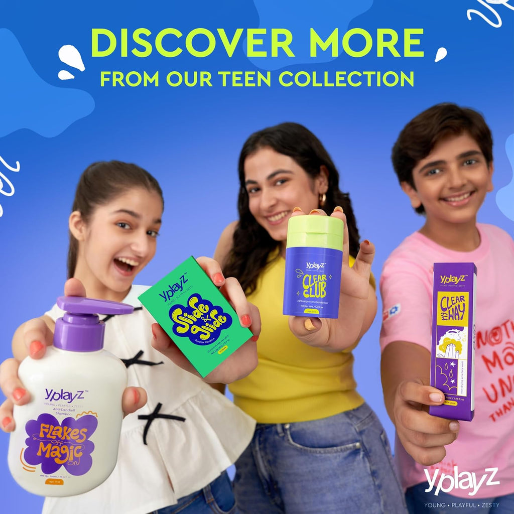 YplayZ Clear Club Acne Moisturizer, Featherlight & Calming Formula for Kids & Teens | Ages 11-18 - 50 Ml