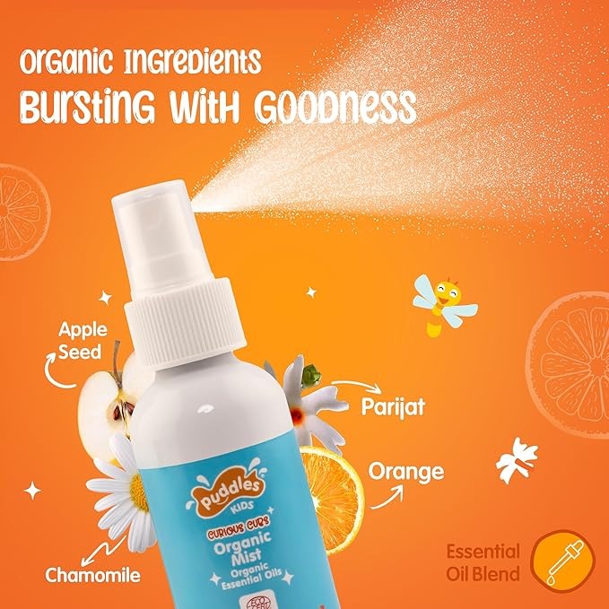 Puddles Organic Orange Bliss Mist For Kids Cub Riders - Age 2-12 Years - 100 ml