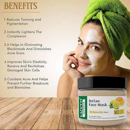 Luvyh De Tan Face Mask for Tanning & Dark Skin - 100 gms