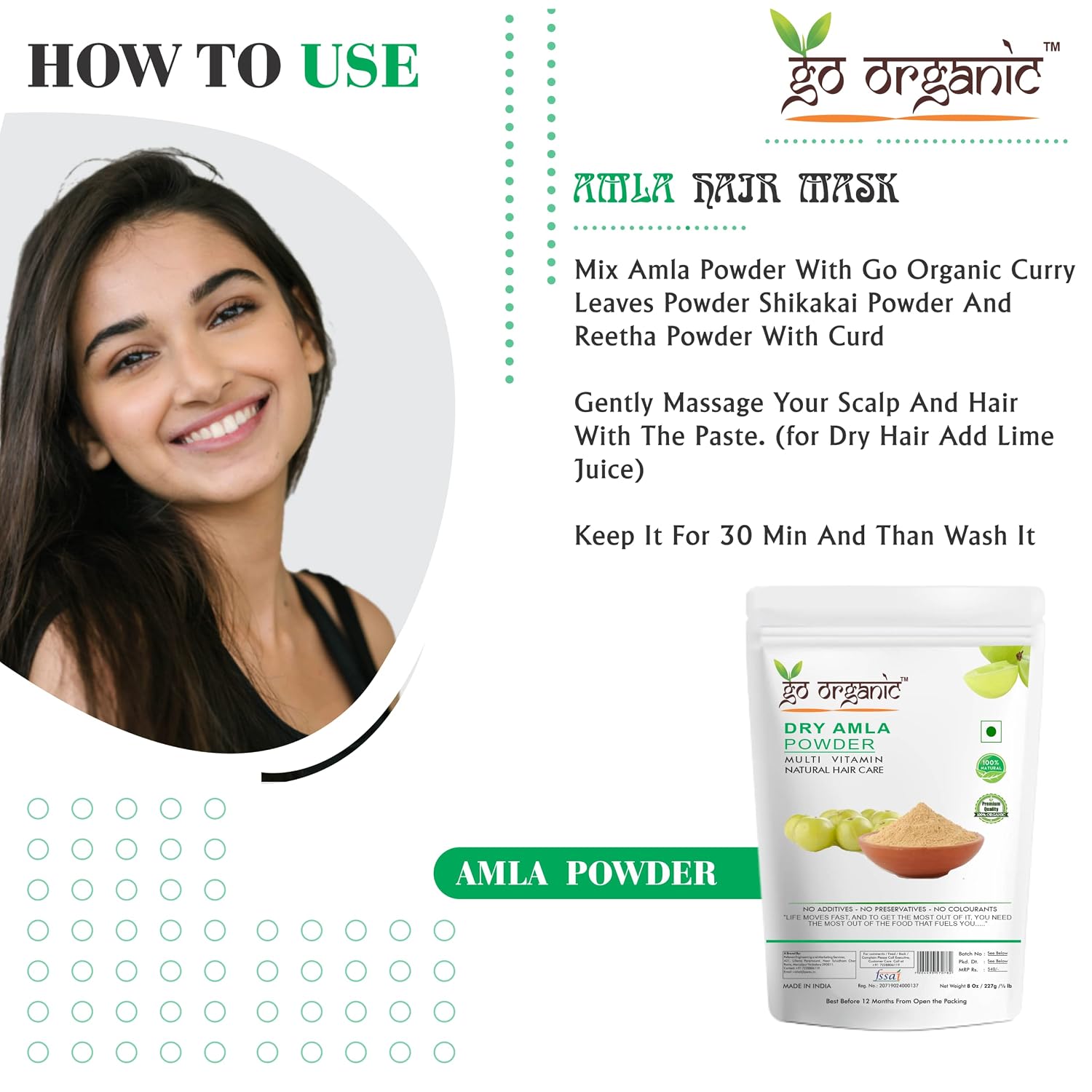 Go Organic Dry amla powder To Grow Long, Strong Hair (250 Grm)