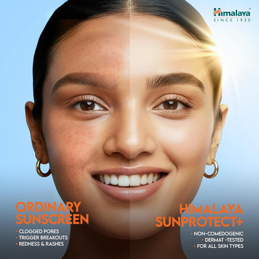 Himalaya Sun Protect+ Ultra Light Sunscreen | 90% Natural Origin Ingredients | In vivo tested SPF 50 PA++++ | Dermatologically tested for all skin types | No white cast | Sweat Resistant | 30g