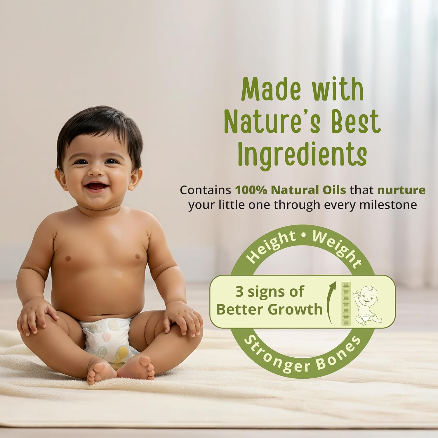 LuvLap Baby Massage Oil with Almond, Virgin Coconut Oil & Vitamin E, Deep Nourishing, Skin Repair & Relaxation, Ayurvedic Non-Sticky Oil for Soft New Born Skin, 100% Natural, Derma Safe, 500ml