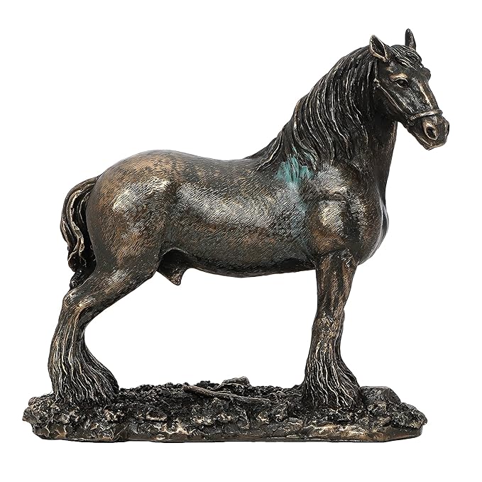 Ecraftindia Premium Carved Horse Cold Cast Bronze Resin Decorative Figurine