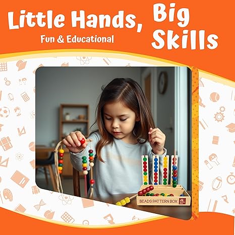 Skillofun Wooden Beads Pattern Box Fine Motor Skill Toys For Kids Activity