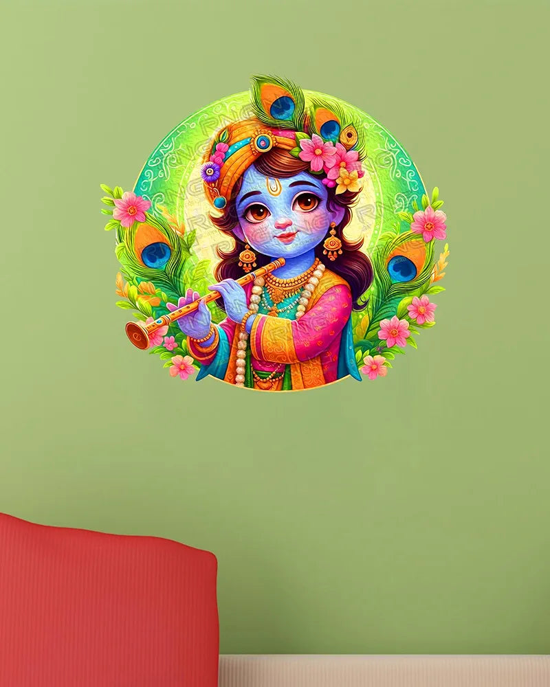 Rng Graphics Pvc Vinyl Krishna Wall Stickers Multicolor 49 Cm X 45cm DW-146L