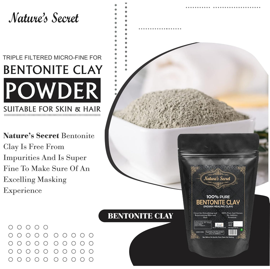 Nature's Secret Bentonite Clay Powder Organic for Clay Mask Detox, Brown, 250 g