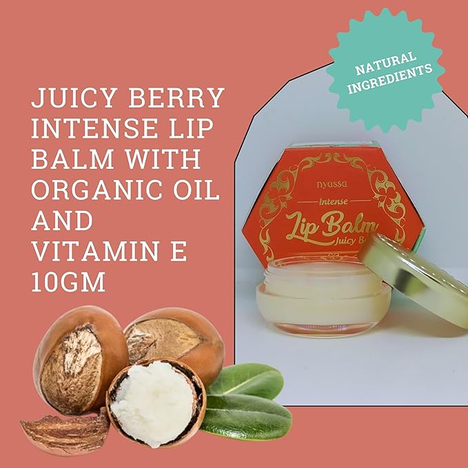 Nyassa Juicy Berry Intense Lip Balm With Shea Butter & Organic Sweet Almond Oil - 6 Gms