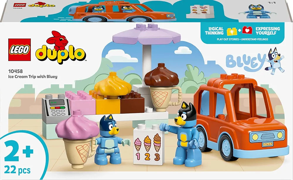 LEGO Duplo Bluey Ice Cream Trip with Bluey Toddler Toy 10458 Building Set for 2+ Age Boys and Girls