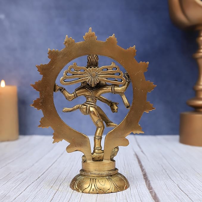 The Advitya Brass Natraj Dancing Shiva | Brass Nataraj Statue Decorative Sculpture Religious Idol