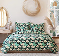 The Home Style 400 TC Cotton Elastic Fitted All Around Printed King Size Double Bed Bedsheet wih 2 Pillow Cover Lily Green