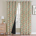 Cloth Fusion Blackout Printed Premium Door Curtains 7 Feet Long Set of 2 Red Flower