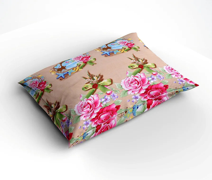 Homefab India 160 TC Polycotton Double Bedsheet with 2 Pillow Covers Floral Multicolor6