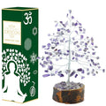 Crocon Amethyst Gemstone Money Tree Feng Shui Bonsai Silver Wire