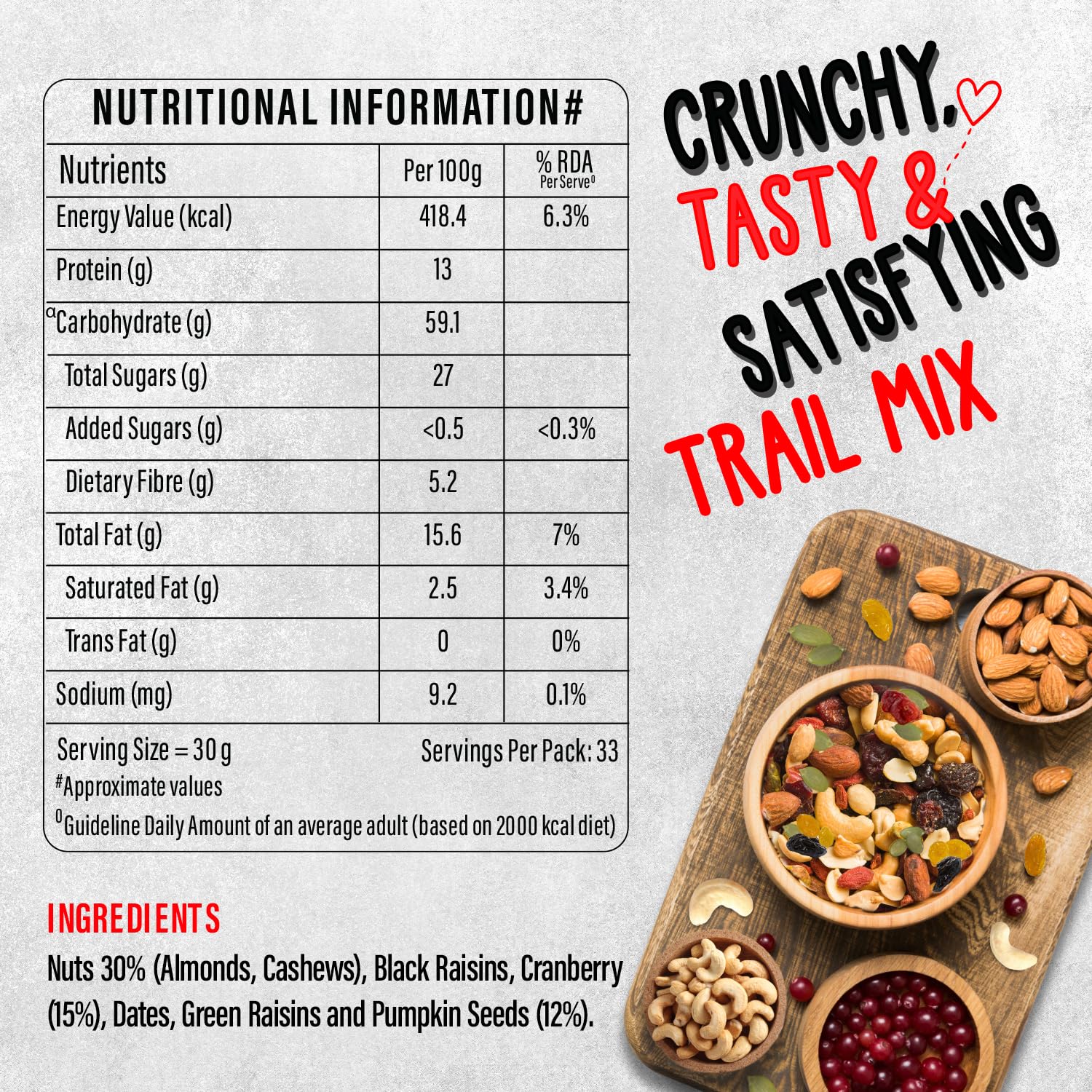 Bagrry’s Trail Mix 1kg | 7 in 1 Superfoods | California Almond | Cashews | Cranberries | Dates | Pumpkin Seeds | Green & Black Raisins | High Protein | Fibre-Rich | Oil-Free | Non-Salted| Dry fruit mix | Mix nuts | Resusable jar