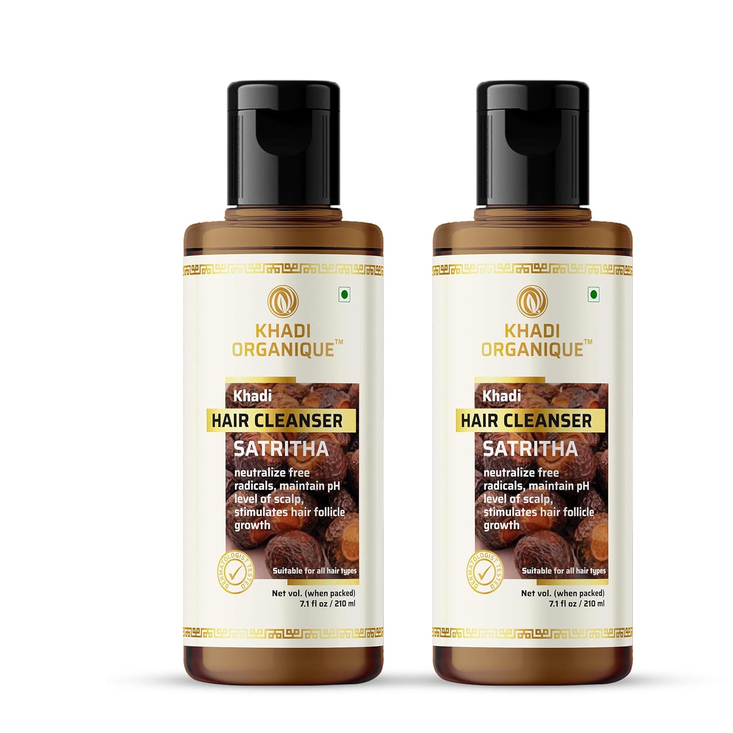 Khadi Organique Satritha Hair Shampoo/Cleanser Pack Of 2 (420 ml)