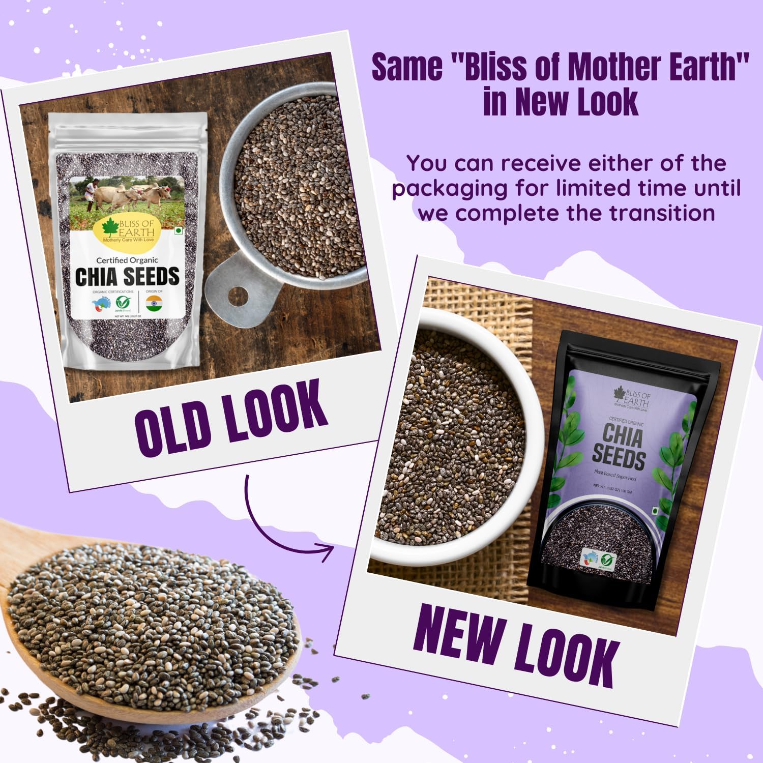Bliss of Earth Chia Seeds 100g | Raw Superfood with Omega & Fiber | Natural Chia Seeds for Daily Nutrition & Wellness Support