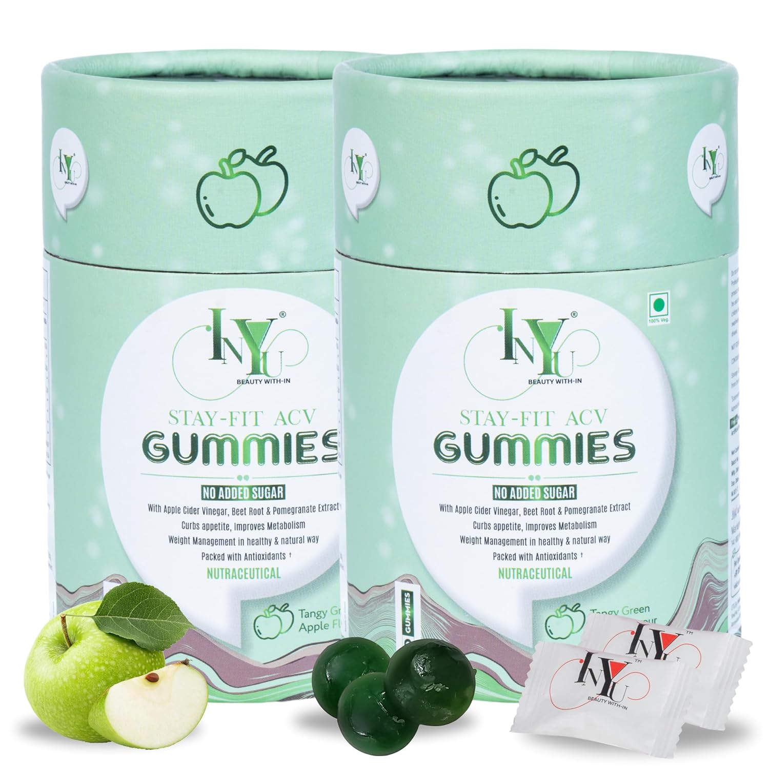 Inyu Stay Fit ACV Gummies for Women & Men - 30 Gummies Each (Pack of 2)