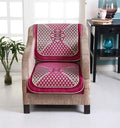 Nendle Chenille Velvet Fabric Sofa Cover Set of 5 Seater (Pink, 6 Pieces)