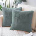Luxe Home Cushion Cover Duble Side Rabbit Fur Plain Design Covers Set of 2 for Sofa Colour Seige