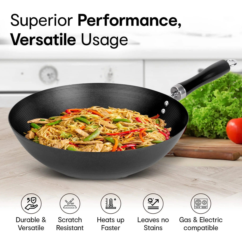 Anko Australia Non-Stick Carbon Steel Frying Pan 30cm Soft-Touch Bakelite Handle PFOA Free