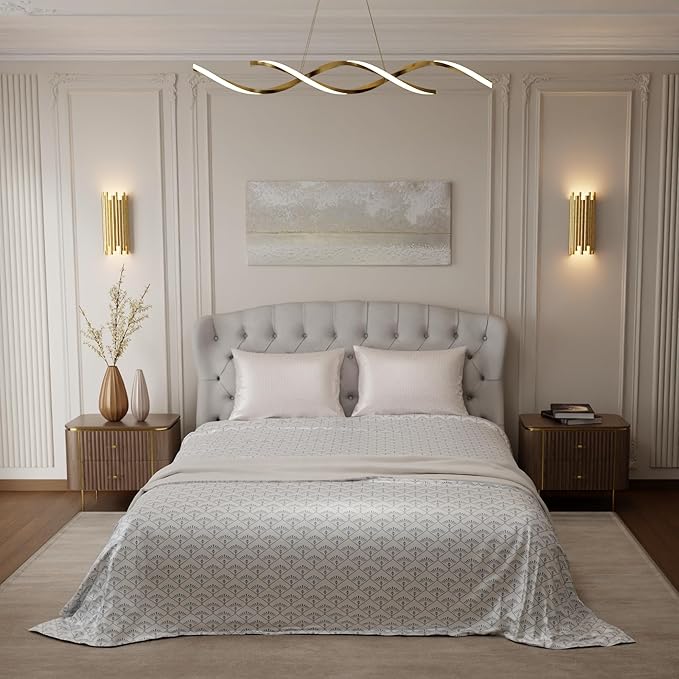 Stoa Paris Satin Bedsheet King Size Bed, Premium Bedding Set with 2 Pillow Cover Colour Blue