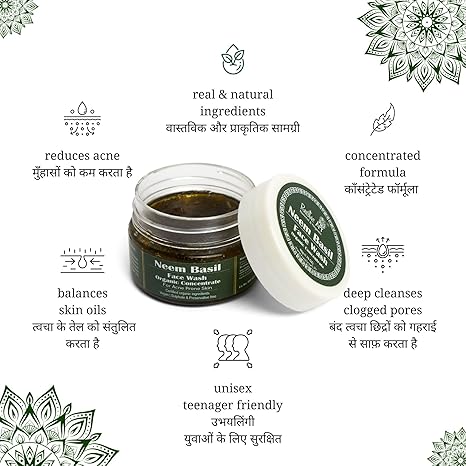Rustic Art Organic Neem Basil Face Wash - 50 gms