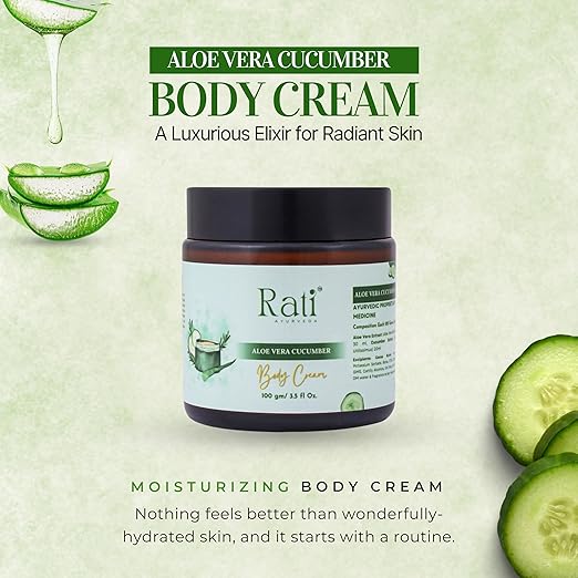 Rati Ayurveda Aloe Vera & Cucumber Body Cream - 100 gms