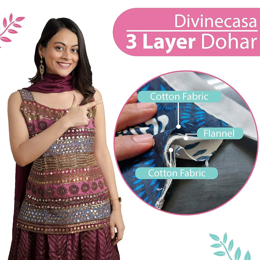 Divine Casa 100% Cotton Double Bed Dohar Ultra-Soft AC Blanket Colour Rose Pink