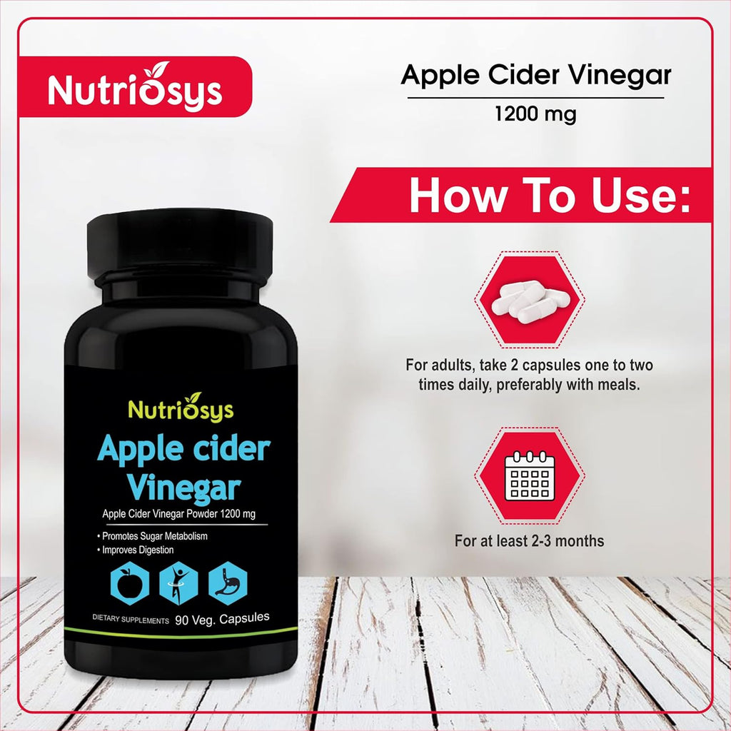 Nutriosys Apple Cider Vinegar 1200mg - 90 Veg Capsules (Pack of 1)