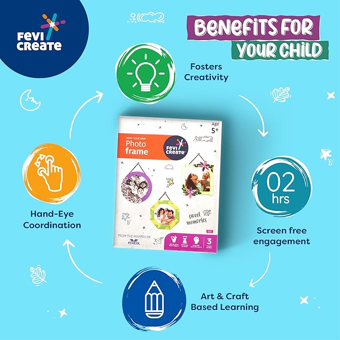 Fevicreate Photo Frame Art & Craft Kit Boost Child's Creativity Gift for Boys & Girls Age 5+ Years