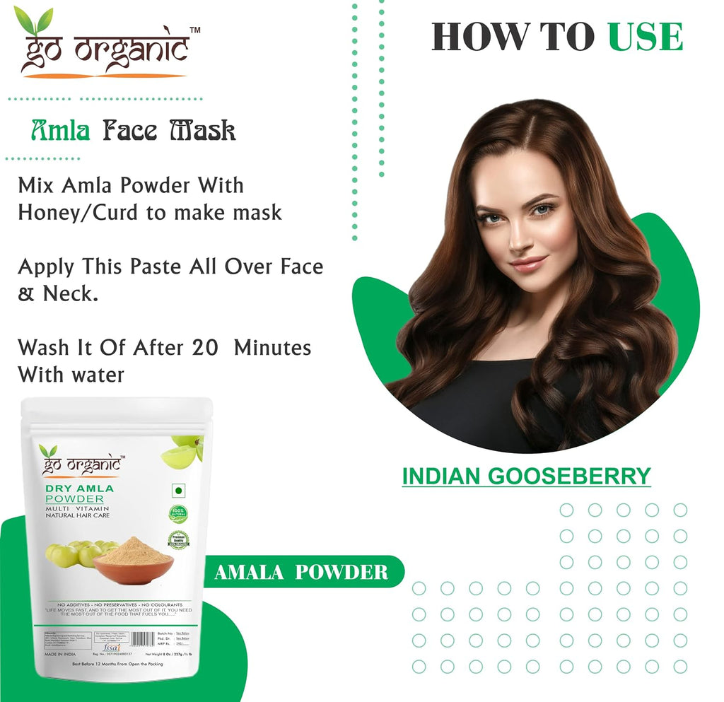 Go Organic Dry amla powder To Grow Long, Strong Hair (250 Grm)