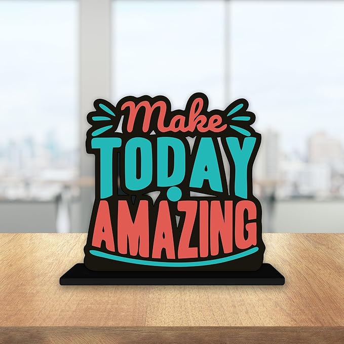 Artvibes Wooden Idols and Figurine Make Today Amazing Quotes Table Decoration for Office Desk | Home Decor | Living Room