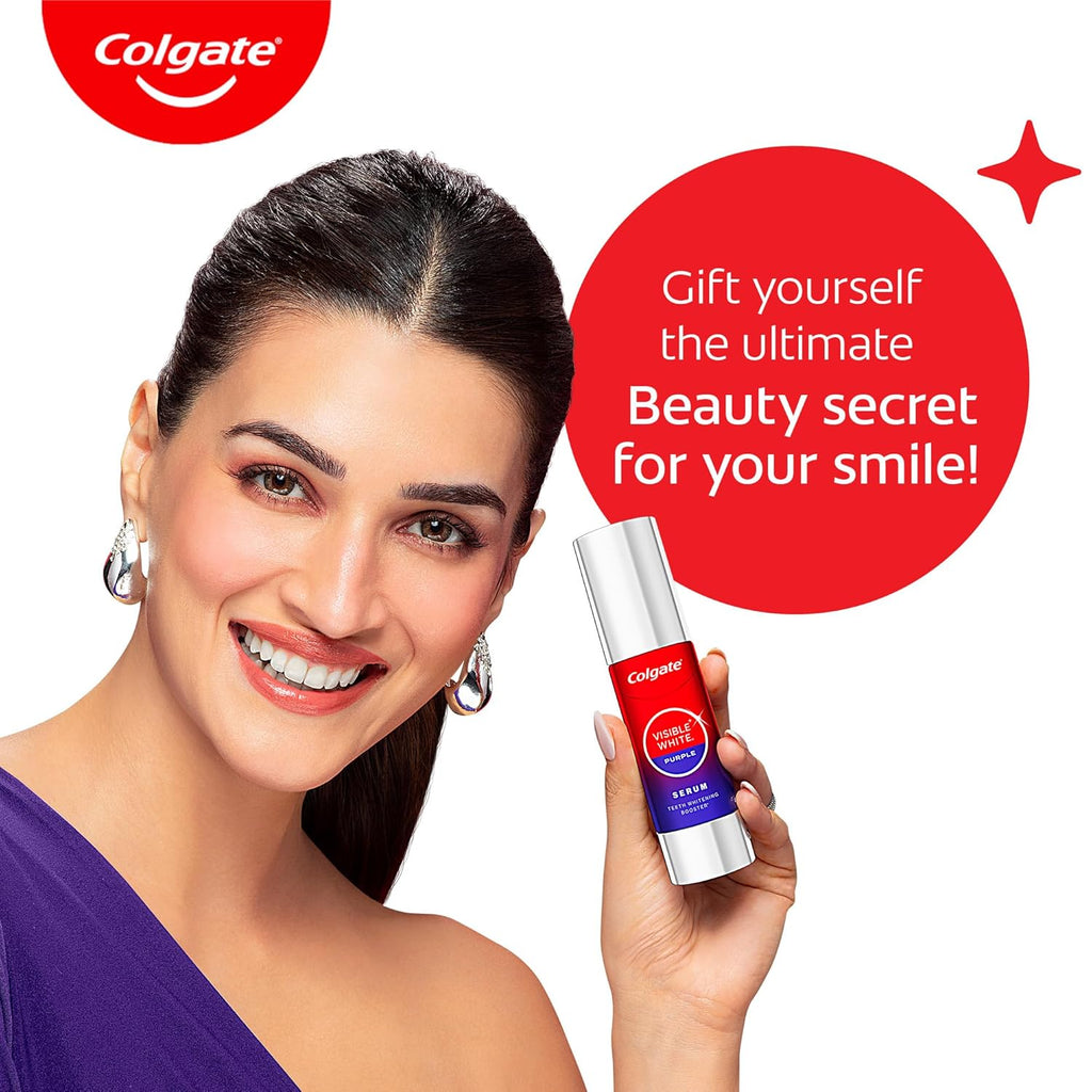 Colgate Visible White Purple Teeth Whitening Serum, 40ml â€“ Mint & Yuzu Flavour, Instant Brightening Purple Serum for Whiter Smiles