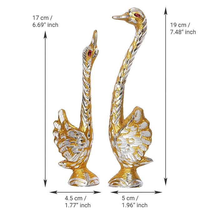 Ecraftindia Dancing Swan Couple Statues Decorative Bird Figurines Showpieces