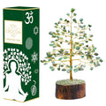 Crocon Green Aventurine Gemstone Money Tree Feng Shui Bonsai Golden Wire