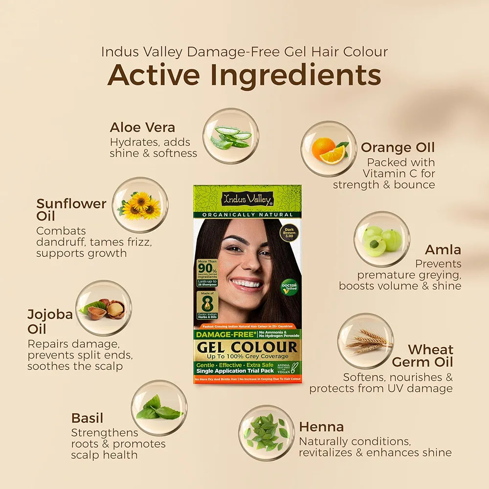 Indus Valley Dark Brown Hair Colour With Protection Shampoo And Hair Ultima Spa Combo