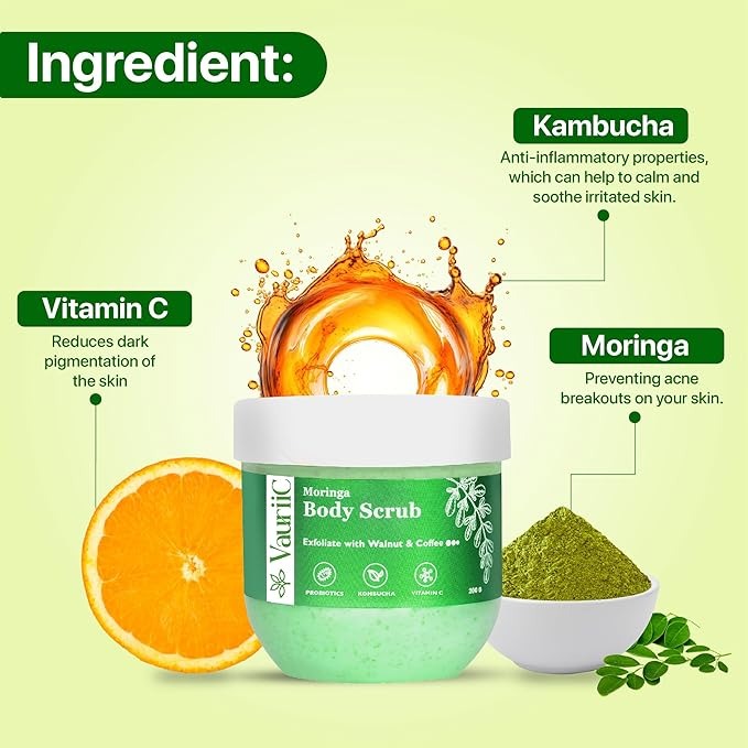 VauriiC De Tan Moringa Exfoliating Body Scrub - 200 gms