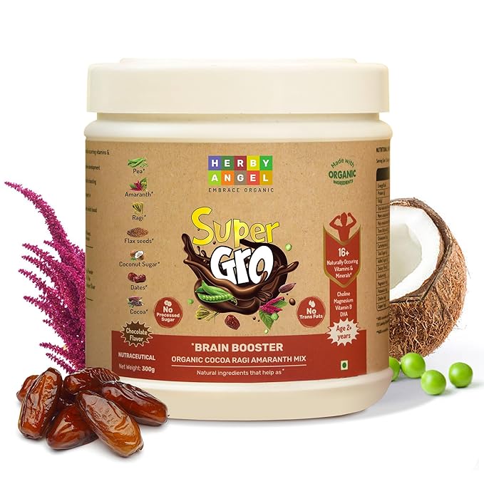 Herby Angel Super Gro Nutrition Drink Mix for Kids Chocolate Flavour - 300 gms