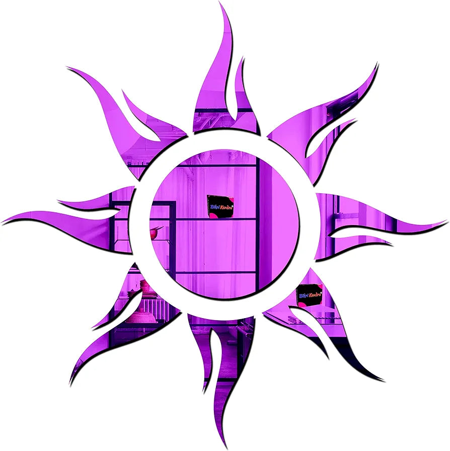 Bikri Kendra Sun Purple Mirror Stickers for Wall, Acrylic Mirror Wall Decor Sticker Model 3
