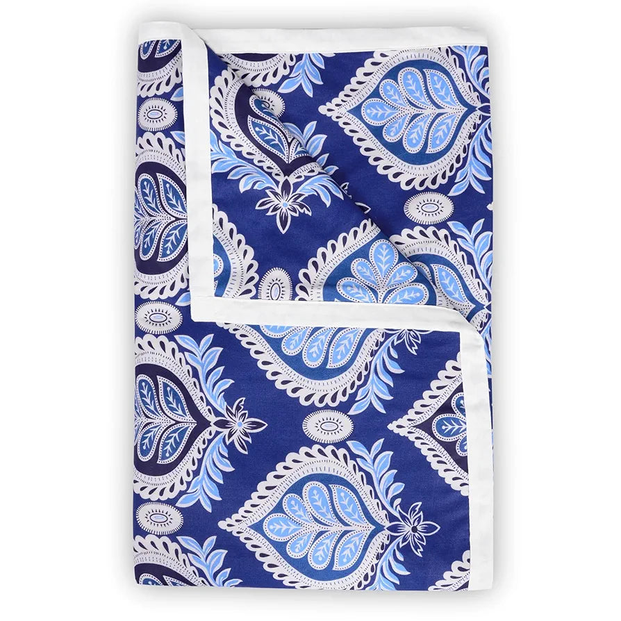 Divine Casa Floret 100% Cotton Double Dohar 120 GSM Soft & Lightweight Throw Blanket Colour Dazzling Blue