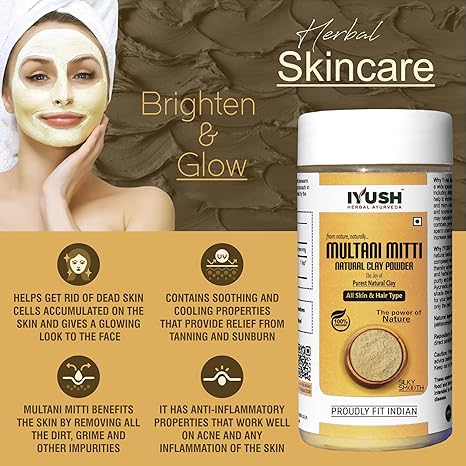 Iyush Herbal Ayurveda Multani Mitti Powder Each - 150 gms (Pack of 2)