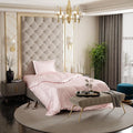 Stoa Paris Satin Comforter Single Bed with 300 TC One Pillow Cover Colour Blushing Pink