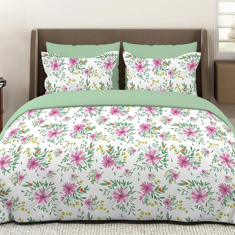 Layers Marigold Cotton Bedsheet Set for All Seasons Lightweight Moisture Absorbent 144 TC King Size Purple