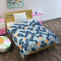 Divine Casa 120 GSM Microfiber Reversible Kids Single Bed Comforter Ultra-Soft Toddler Blanket Colour Blue-Grey and Orange