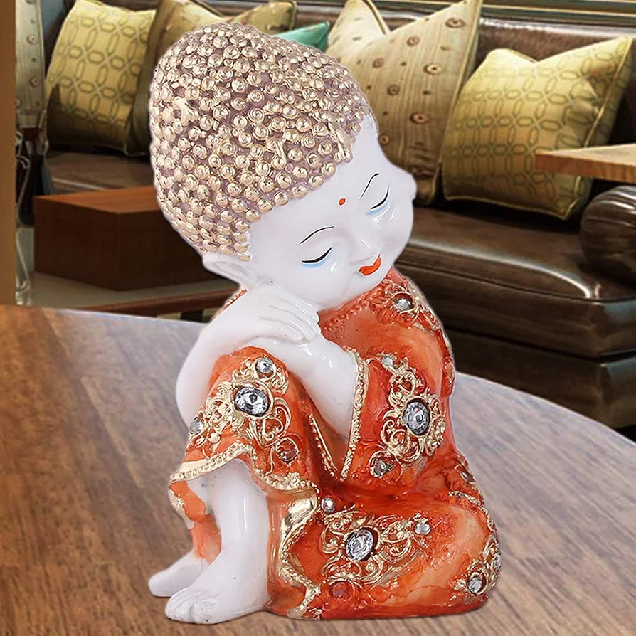Mariner's Creation Resin Marble Baby Buddha Statues Showpiece